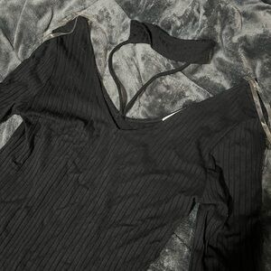 Black stretchy body con dress w/ built in choker